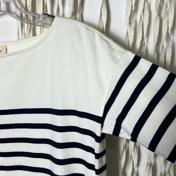 Sezane Navy and Cream Striped Long-Sleeve Button-Side Top - Picture 3 of 16